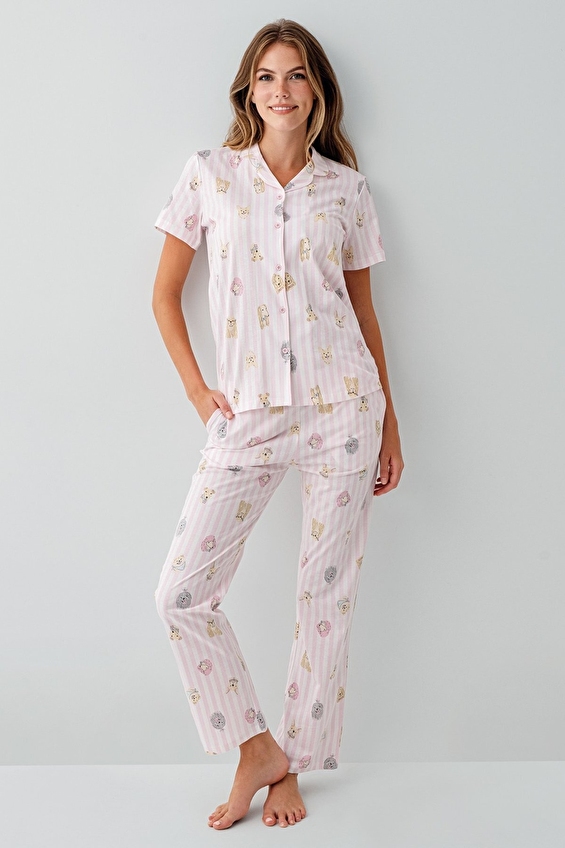 Roly Poly Kadın Pijama Takımı RP3809 S BYZ/MVI Beyaz/pembe Roly Poly Kadın Pijama Takımı RP3809 S BYZ/MVI Beyaz/pembe