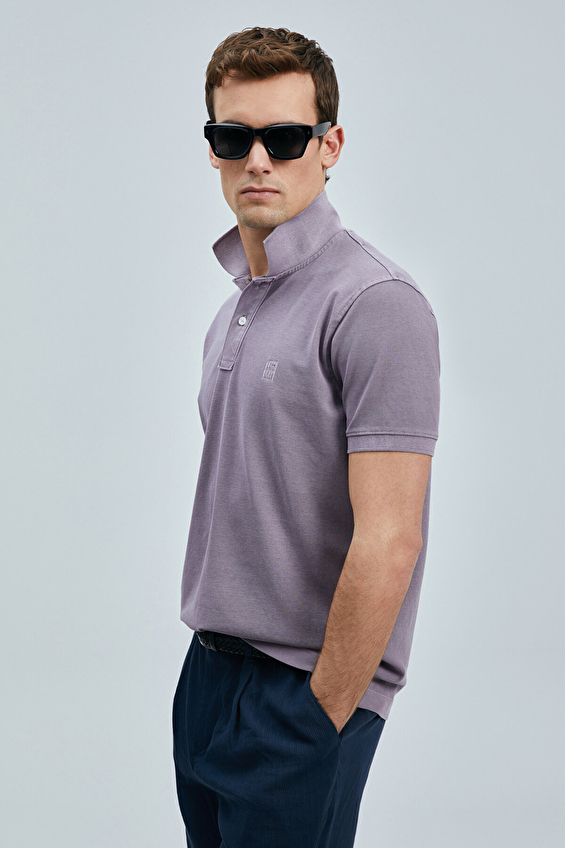Lufian Slim Fit Polo Yaka Erkek Vernon Tişört 111040205 Mor Lufian Slim Fit Polo Yaka Erkek Vernon Tişört 111040205 Mor