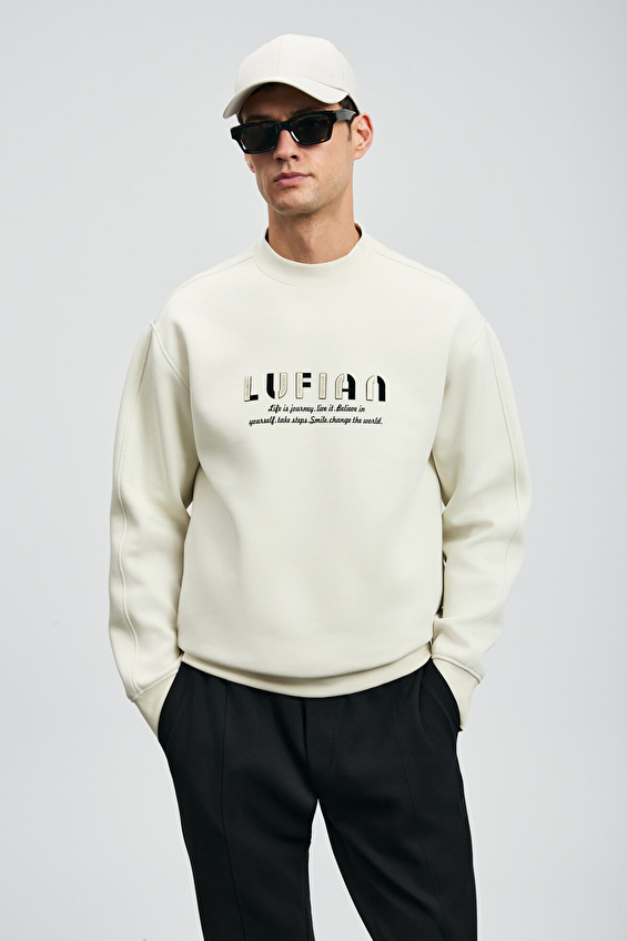 Lufian Erkek Oracle Sweatshirt 112030178 Krem Lufian Erkek Oracle Sweatshirt 112030178 Krem