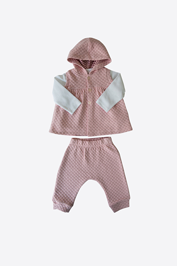 Kitikate Bebek Organik Lowell 3'lü Kız Takım S49462 Pembe Kitikate Bebek Organik Lowell 3'lü Kız Takım S49462 Pembe