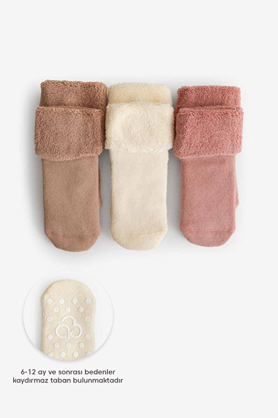 Kitikate Bebek Organik Basic 3'lü Havlu Çorap S46331 Krem Kitikate Bebek Organik Basic 3'lü Havlu Çorap S46331 Krem