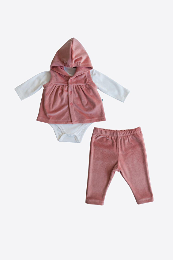 Kitikate Bebek Organik Anıma 3'lü Takım S60413 Pembe Kitikate Bebek Organik Anıma 3'lü Takım S60413 Pembe