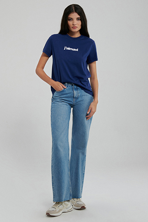 Mavi Bisiklet Yaka Kısa Kollu Kadın Tişört M1612242 70722 Saks Mavi Bisiklet Yaka Kısa Kollu Kadın Tişört M1612242 70722 Saks