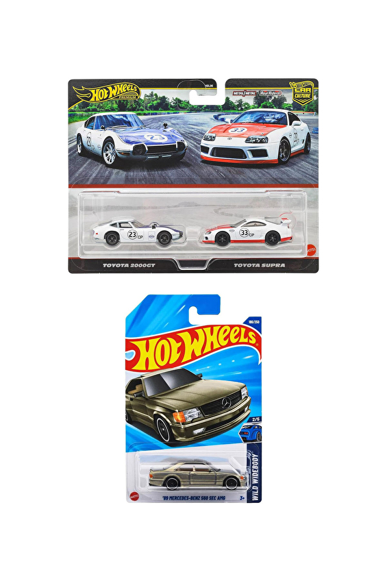 Hot Wheels Premium Car Culture HBL96 2'li Set+Uzun Kart Mercedes-Benz 560 Sec Amg