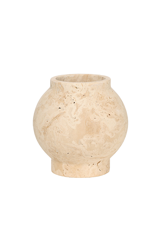 Edena Traverten Vazo Yuvarlak