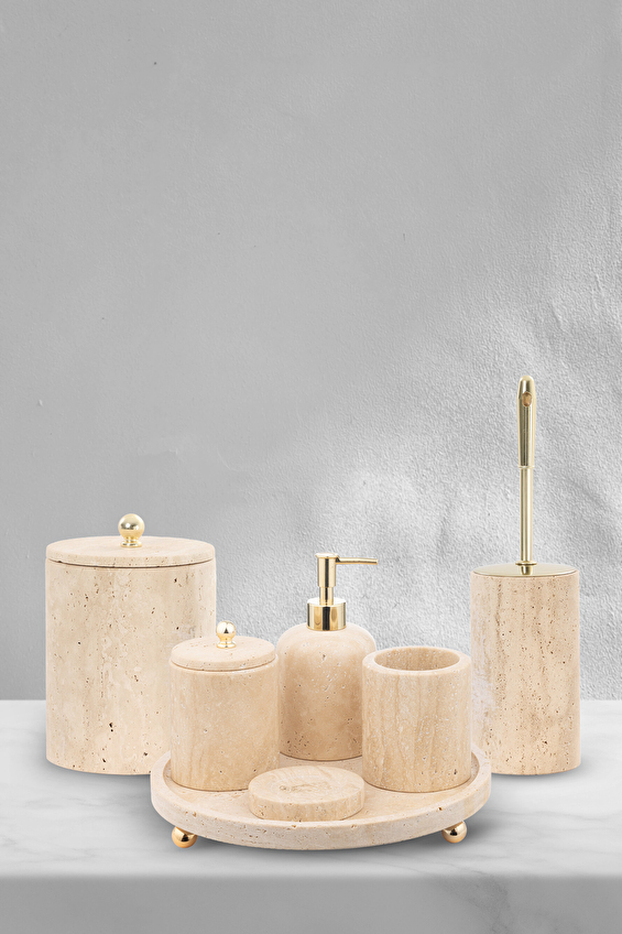 Edena Traverten Banyo Seti 7 Parça Edena Traverten Banyo Seti 7 Parça