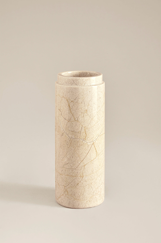 Cottons & Clouds Vazo Silindir Bej Mermer