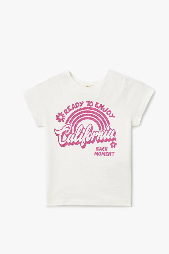 Koton Regular Fit Bisiklet Yaka Kız Çocuk Tişört 5SKG10074AK Ekru Koton Regular Fit Bisiklet Yaka Kız Çocuk Tişört 5SKG10074AK Ekru