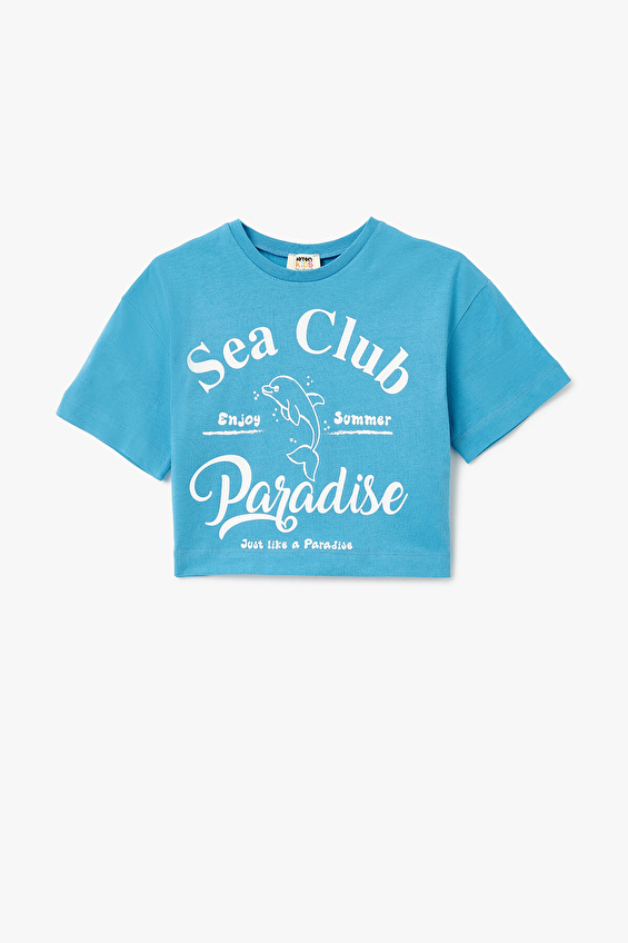 Koton Kız Çocuk Tişört 5SKG10122AK Mavi Koton Kız Çocuk Tişört 5SKG10122AK Mavi