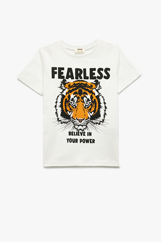 Koton Erkek Çocuk Tişört 5SKB10125TK Ekru Koton Erkek Çocuk Tişört 5SKB10125TK Ekru