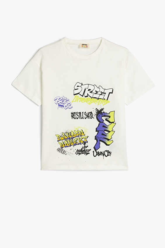 Koton Erkek Çocuk Tişört 5SKB10056TK Ekru Koton Erkek Çocuk Tişört 5SKB10056TK Ekru