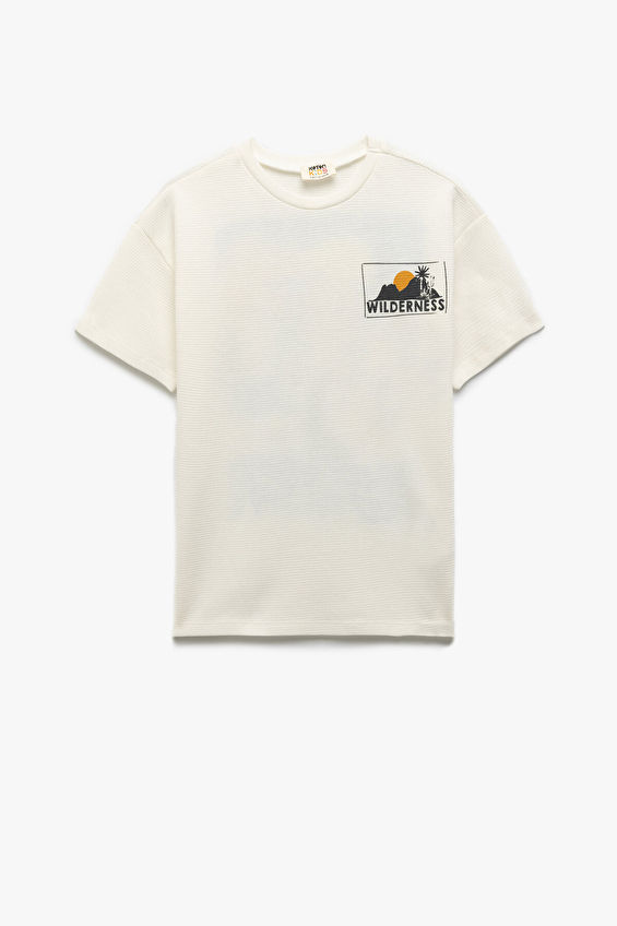 Koton Regular Fit Bisiklet Yaka Erkek Çocuk Tişört 5SKB10084TK Ekru Koton Regular Fit Bisiklet Yaka Erkek Çocuk Tişört 5SKB10084TK Ekru