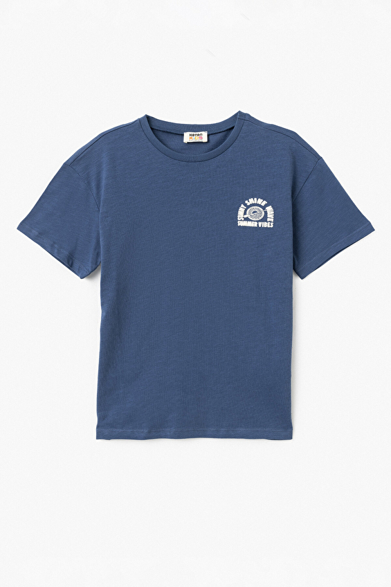 Koton Bisiklet Yaka Oversize Fit Erkek Çocuk Tişört 5SKB10095TK Mavi Koton Bisiklet Yaka Oversize Fit Erkek Çocuk Tişört 5SKB10095TK Mavi