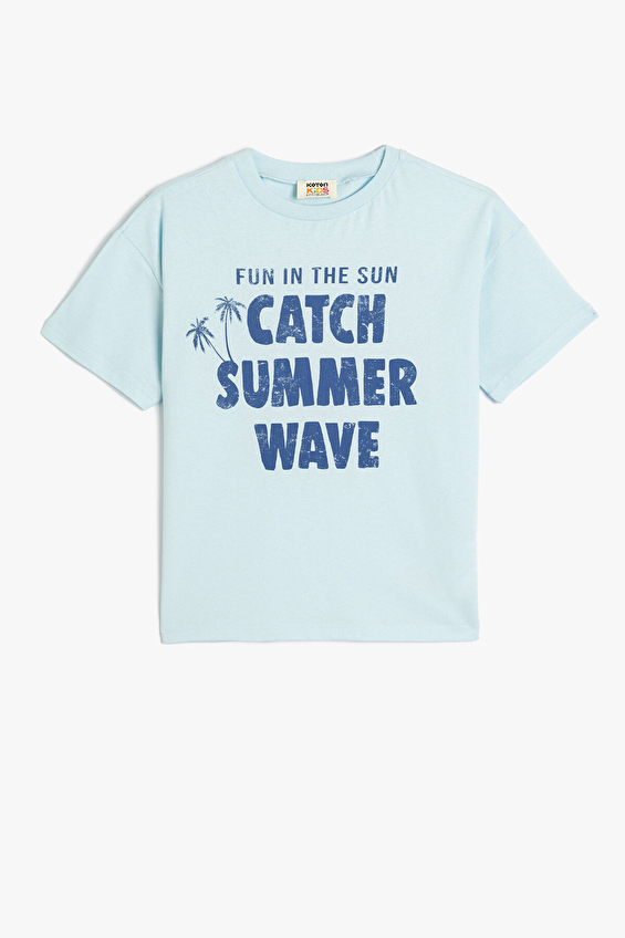 Koton Bisiklet Yaka Oversize Fit Erkek Çocuk Tişört 5SKB10103TK Mavi Koton Bisiklet Yaka Oversize Fit Erkek Çocuk Tişört 5SKB10103TK Mavi