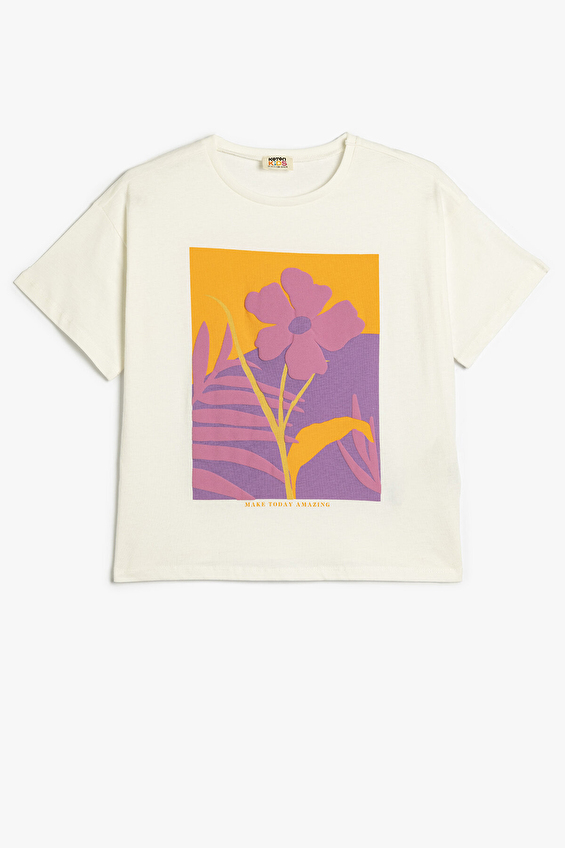 Koton Kız Çocuk Tişört 5SKG10018AK Ekru Koton Kız Çocuk Tişört 5SKG10018AK Ekru