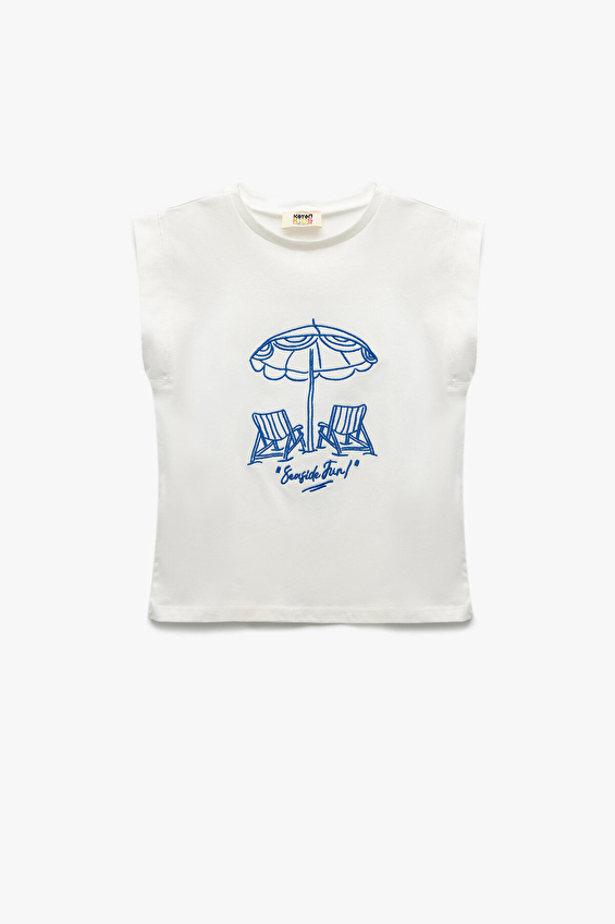 Koton Kız Çocuk Tişört 5SKG10163AK Ekru Koton Kız Çocuk Tişört 5SKG10163AK Ekru