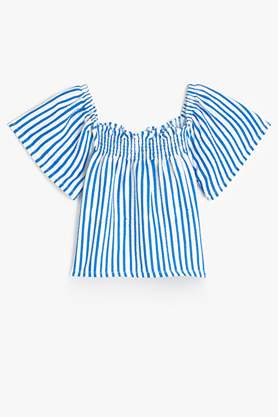 Koton Regular Fit Kare Yaka Kız Çocuk Bluz 5SKG60041AK Mavi Koton Regular Fit Kare Yaka Kız Çocuk Bluz 5SKG60041AK Mavi