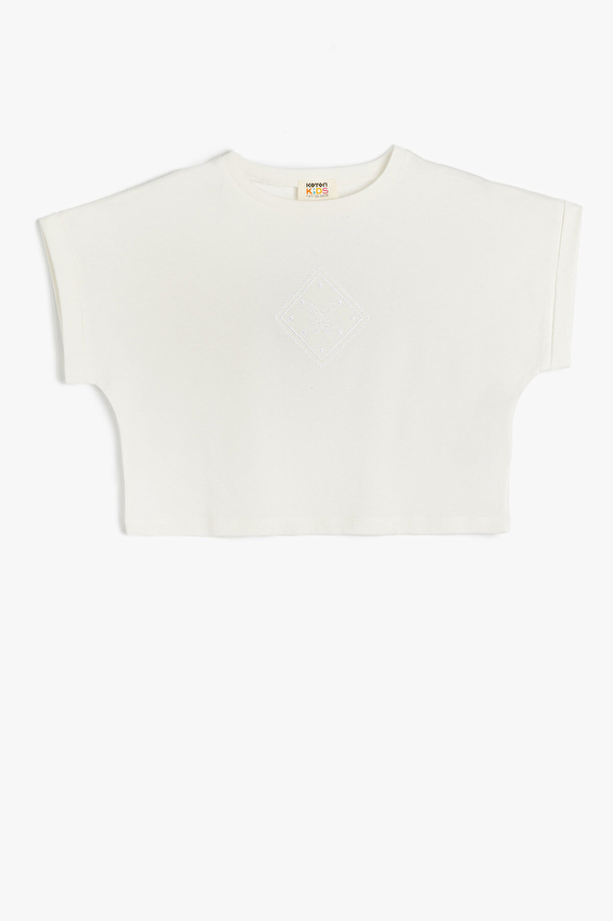 Koton Kız Çocuk Tişört 5SKG10135AK Ekru Koton Kız Çocuk Tişört 5SKG10135AK Ekru