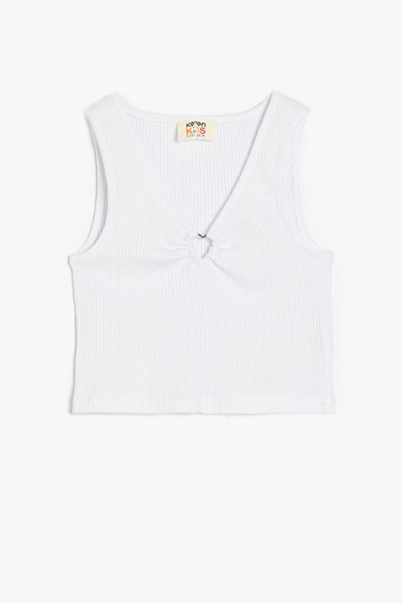 Koton V Yaka Tight Fit Kız Çocuk Atlet 5SKG30015AK Beyaz Koton V Yaka Tight Fit Kız Çocuk Atlet 5SKG30015AK Beyaz