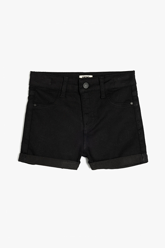 Koton Regular Fit Katlamalı Paça Yüksek Bel Kız Çocuk Şort 5SKG40035AD Siyah Koton Regular Fit Katlamalı Paça Yüksek Bel Kız Çocuk Şort 5SKG40035AD Siyah