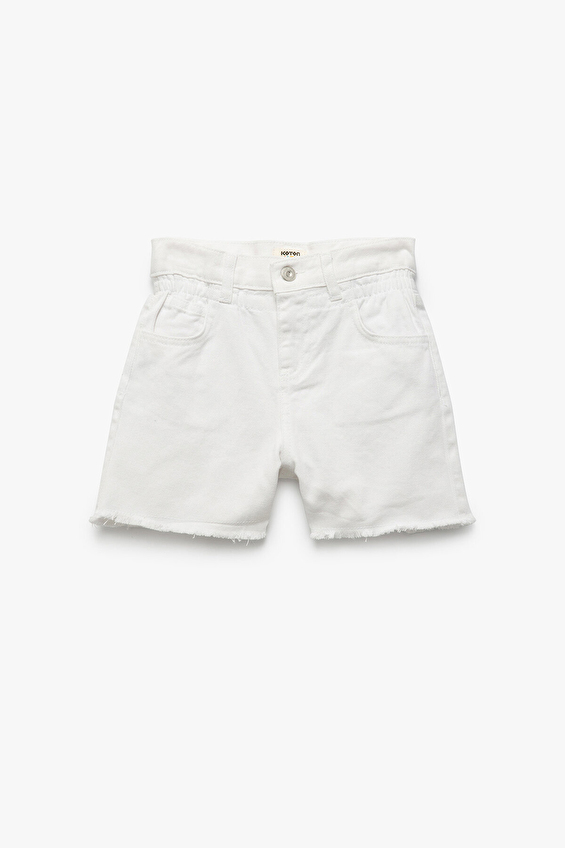 Koton Regular Fit Yüksek Bel Kız Çocuk Şort 5SKG40039AD Beyaz Koton Regular Fit Yüksek Bel Kız Çocuk Şort 5SKG40039AD Beyaz