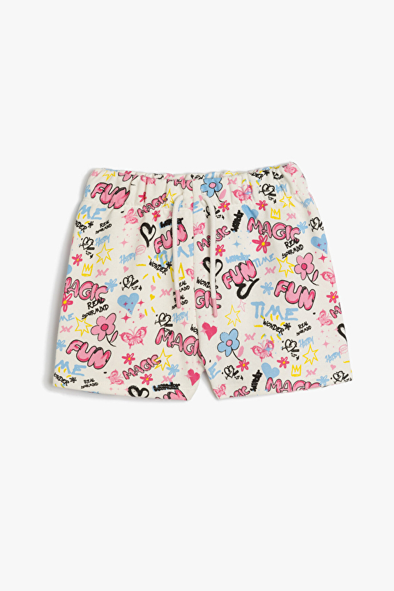 Koton Relax Fit Normal Paça Kız Çocuk Şort 5SKG40029AK Ekru Koton Relax Fit Normal Paça Kız Çocuk Şort 5SKG40029AK Ekru