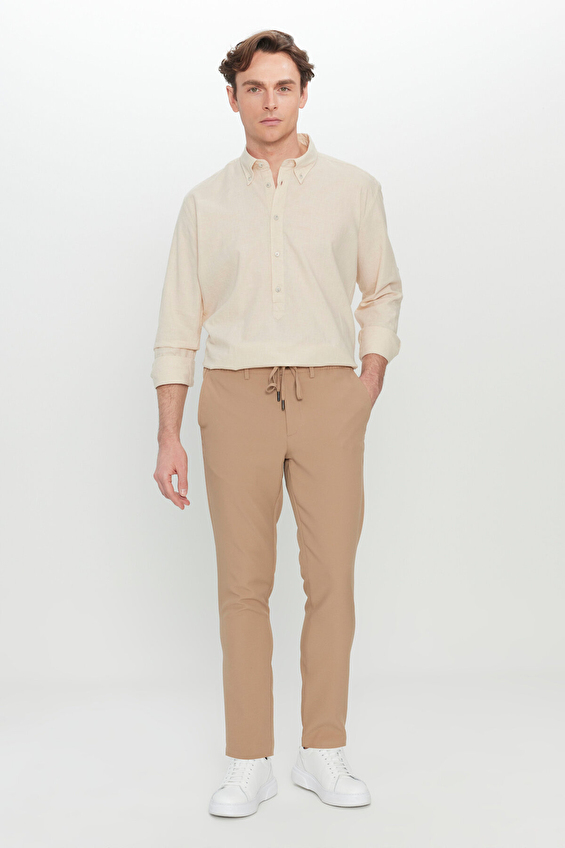 Altınyıldız Classics Slim Fit Beli Bağlamalı Erkek Pantolon ACE001252275 Bej Altınyıldız Classics Slim Fit Beli Bağlamalı Erkek Pantolon ACE001252275 Bej