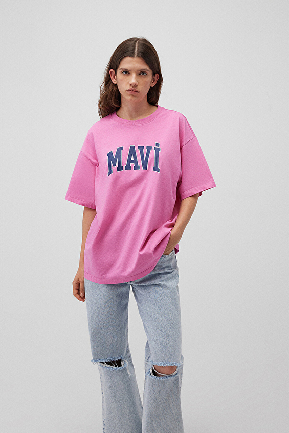 Mavi Bisiklet Yaka Oversize Kısa Kollu Kadın Tişört M1600843 71033 Pembe Mavi Bisiklet Yaka Oversize Kısa Kollu Kadın Tişört M1600843 71033 Pembe