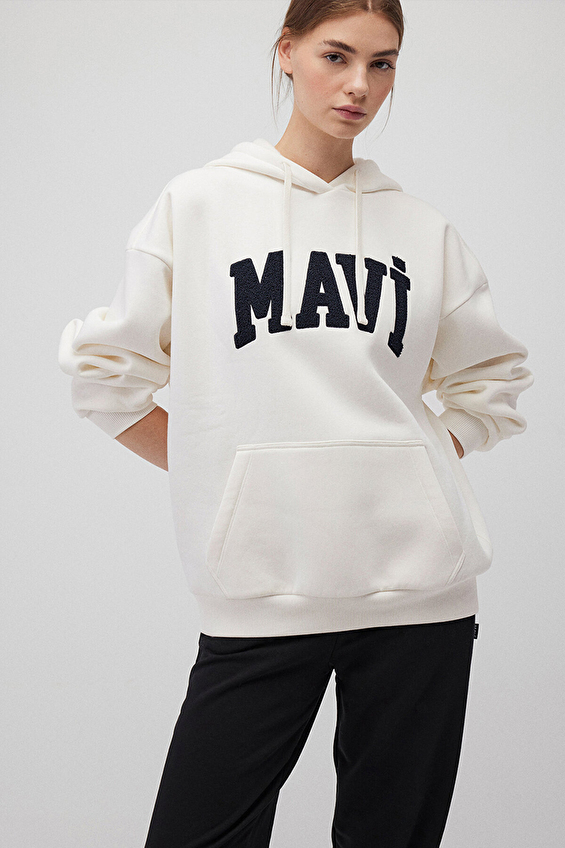 Mavi Bisiklet Yaka Uzun Kollu Oversize Kadın Sweatshirt M1S10175 80194 Ekru Mavi Bisiklet Yaka Uzun Kollu Oversize Kadın Sweatshirt M1S10175 80194 Ekru