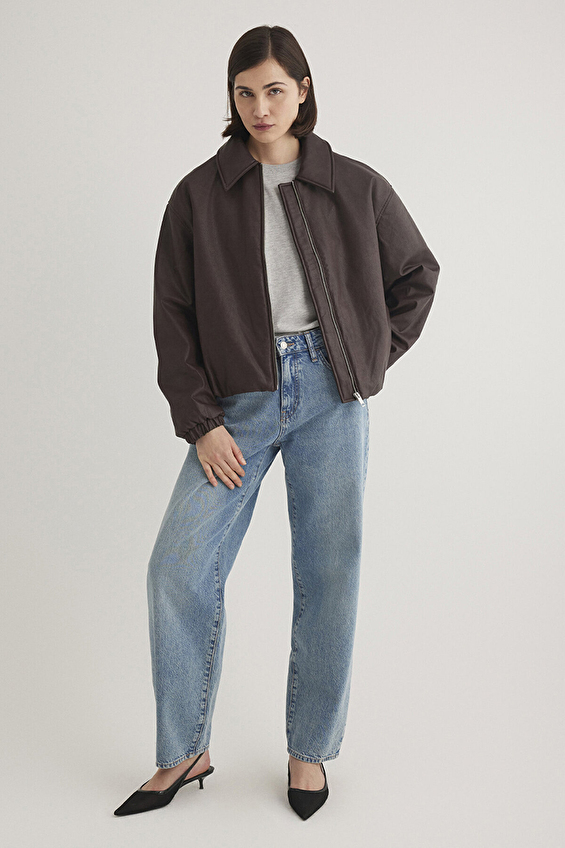 Mavi Uzun Kollu Oversize Kadın Mont M1110614 88083 Mor Mavi Uzun Kollu Oversize Kadın Mont M1110614 88083 Mor