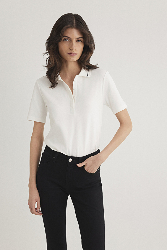 Mavi Slim Fit Kadın Tişört M1612913 70057 Beyaz