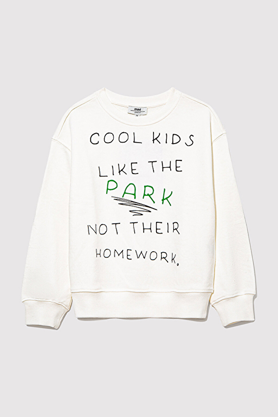 Mavi Loose Fit Kız Çocuk Sweatshırt M7S10094 70057 Ekru Mavi Loose Fit Kız Çocuk Sweatshırt M7S10094 70057 Ekru