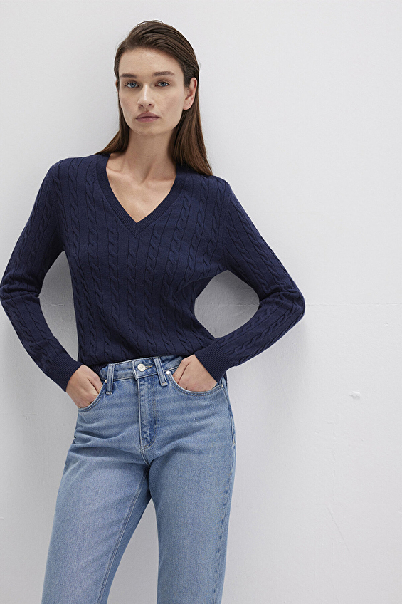 Mavi Slim Fit Kadın Kazak M1710340 84371 Lacivert Mavi Slim Fit Kadın Kazak M1710340 84371 Lacivert