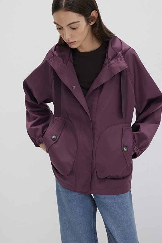 Mavi Uzun Kollu Loose Fit Kadın Mont M1110014 70223 Mor Mavi Uzun Kollu Loose Fit Kadın Mont M1110014 70223 Mor