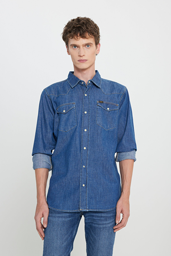Lee Regular Fit Erkek Kot Gömlek L241513XT Mavi Lee Regular Fit Erkek Kot Gömlek L241513XT Mavi