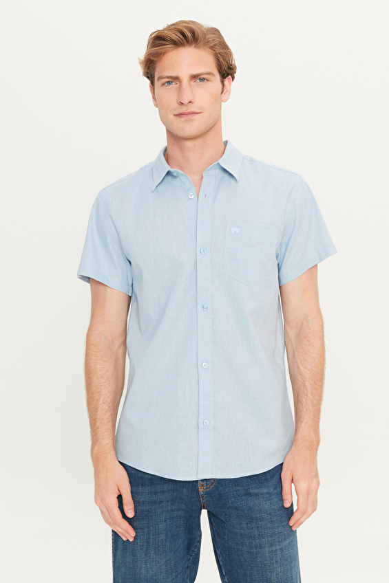 Wrangler Regular Fit Gömlek Yaka Kısa Kol Erkek Gömlek W5J7LO404 Mavi Wrangler Regular Fit Gömlek Yaka Kısa Kol Erkek Gömlek W5J7LO404 Mavi