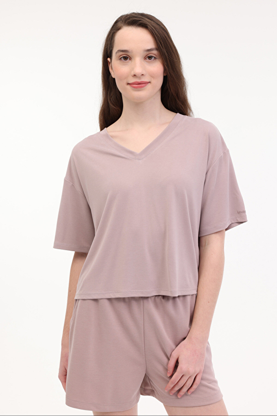 Lumberjack Regular Fit V Yaka Kadın Tişört PAOLA 11MS451 Vizon Lumberjack Regular Fit V Yaka Kadın Tişört PAOLA 11MS451 Vizon