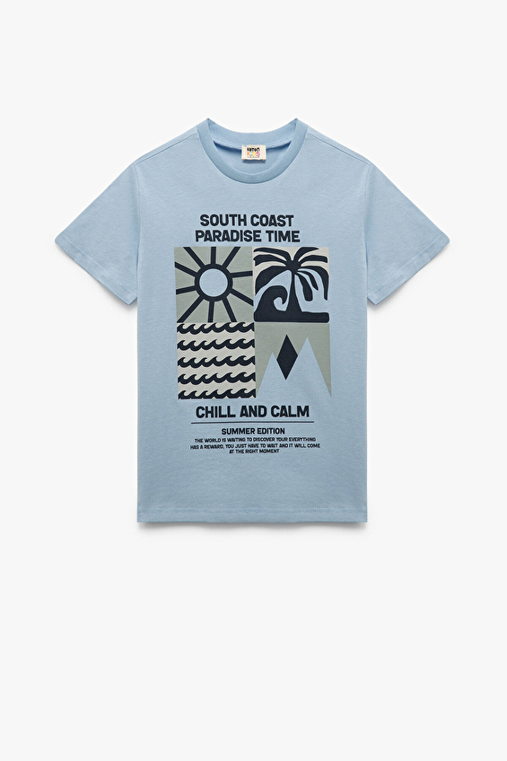 Koton Erkek Çocuk Tişört 5SKB10318TK Mavi Koton Erkek Çocuk Tişört 5SKB10318TK Mavi