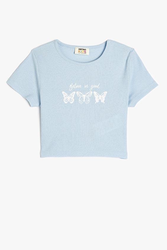 Koton Kız Çocuk Tişört 5SKG10232AK Mavi Koton Kız Çocuk Tişört 5SKG10232AK Mavi