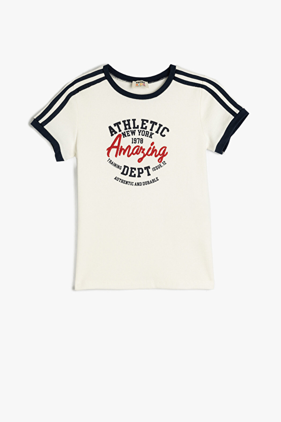 Koton Kız Çocuk Tişört 5SKG10327AK Ekru Koton Kız Çocuk Tişört 5SKG10327AK Ekru