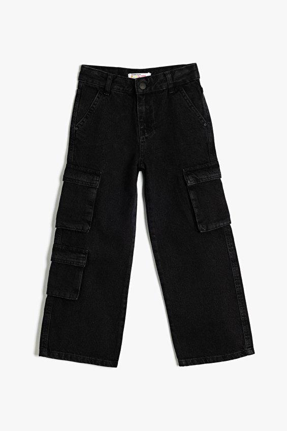 Koton Relax Fit Normal Paça Kız Çocuk Kot Pantolon 5SKG40105AD Siyah Koton Relax Fit Normal Paça Kız Çocuk Kot Pantolon 5SKG40105AD Siyah