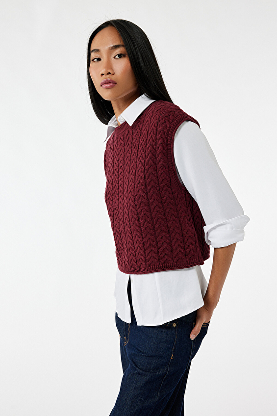 Koton Kadın Yelek 6WAK20013HT Bordo Koton Kadın Yelek 6WAK20013HT Bordo