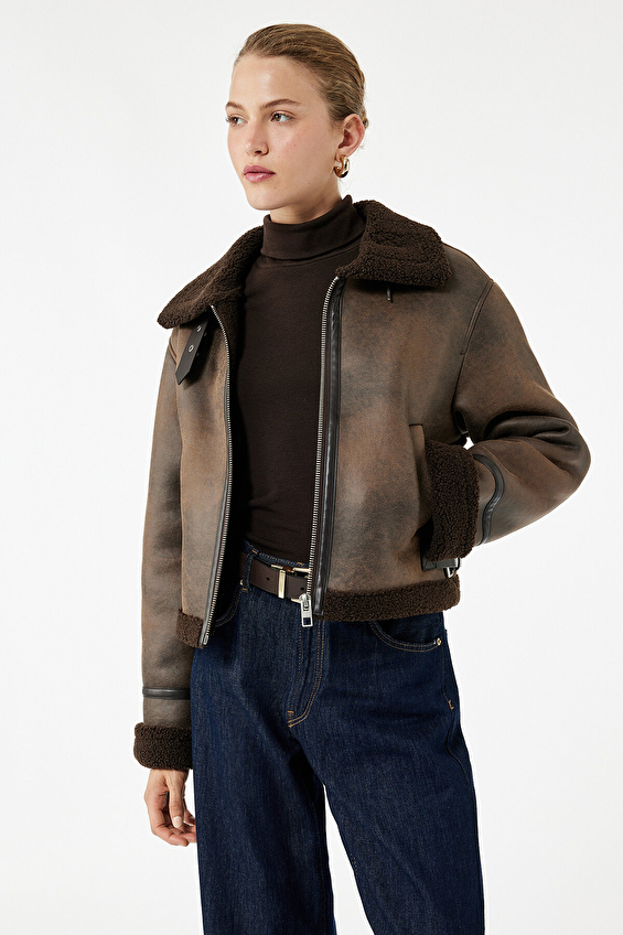 Koton Kadın Ceket 6WAK20064EW Kahverengi Koton Kadın Ceket 6WAK20064EW Kahverengi