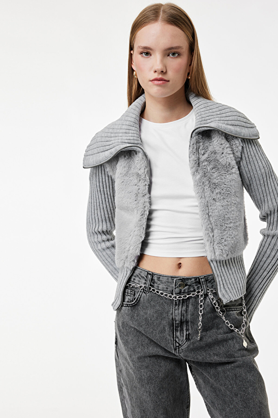 Koton Kadın Hırka 6WAL90021IT Gri Koton Kadın Hırka 6WAL90021IT Gri