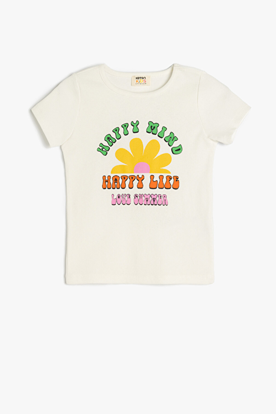 Koton Kız Çocuk Tişört 5SKG10438AK Ekru Koton Kız Çocuk Tişört 5SKG10438AK Ekru