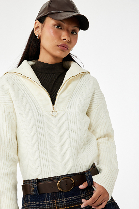 Koton Kadın Kazak 6WAL90115HT Ekru Koton Kadın Kazak 6WAL90115HT Ekru