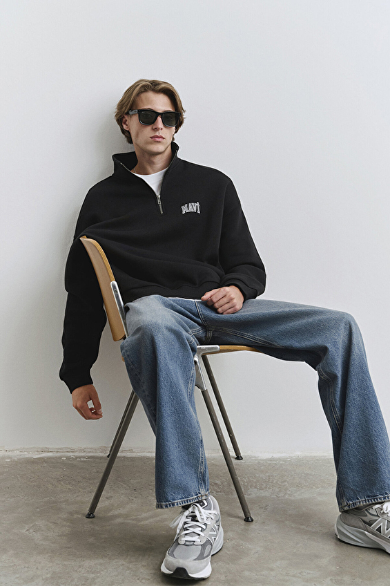 Mavi Erkek Sweatshirt M0S10208 900 Siyah Mavi Erkek Sweatshirt M0S10208 900 Siyah