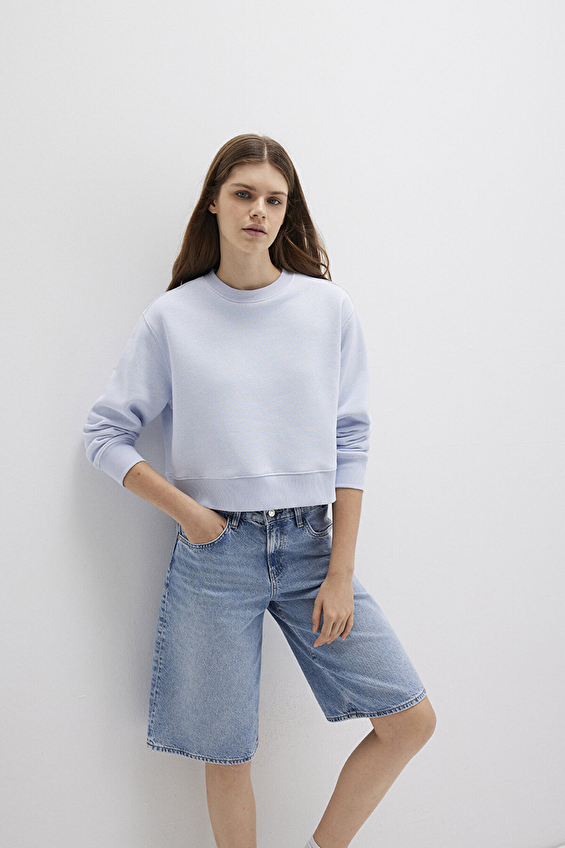 Mavi Uzun Kollu Loose Fit Kadın Sweatshirt M1S10387 89201 Mavi Mavi Uzun Kollu Loose Fit Kadın Sweatshirt M1S10387 89201 Mavi