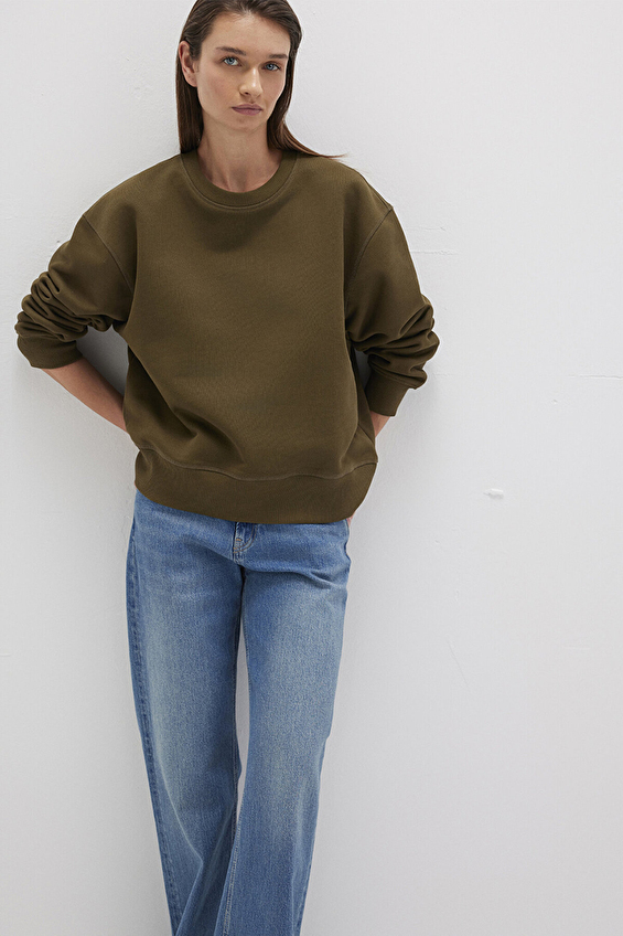 Mavi Uzun Kollu Loose Fit Kadın Sweatshirt M1S10390 71589 Yeşil Mavi Uzun Kollu Loose Fit Kadın Sweatshirt M1S10390 71589 Yeşil