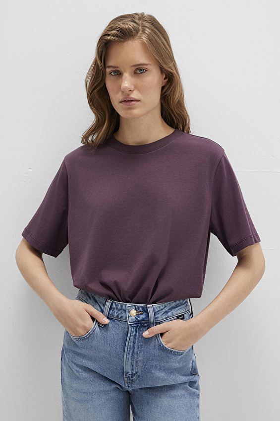 Mavi Kısa Kollu Kadın Tişört M1600955 70434 Mor Mavi Kısa Kollu Kadın Tişört M1600955 70434 Mor